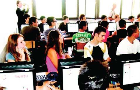 Students in an NComputing lab